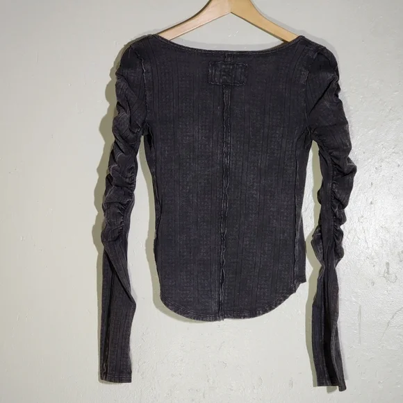 Free People Charcoal Long Sleeve Top - Picture 3 of 5